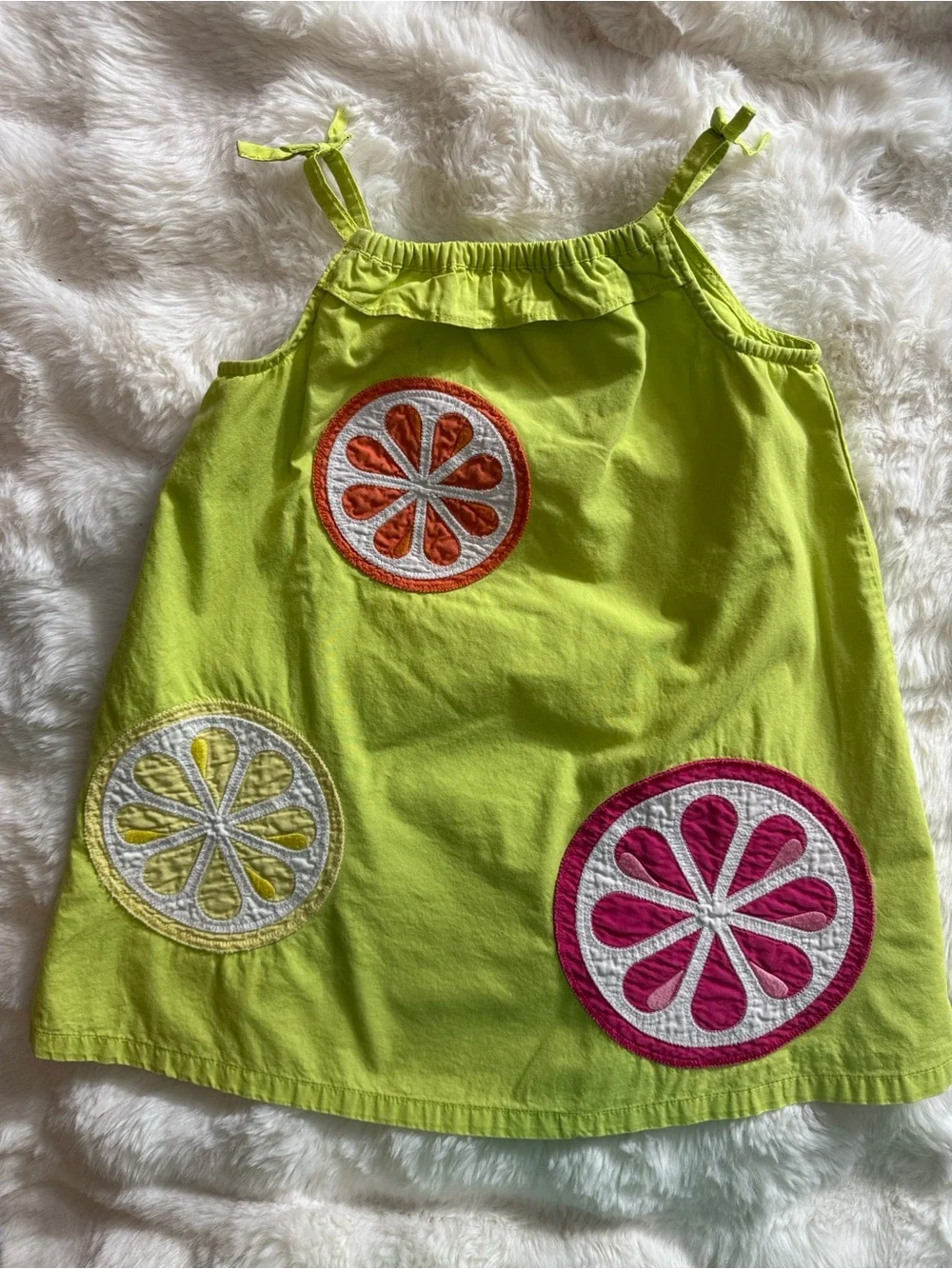 Gymboree Citrus Appliqué Sundress Girls 3T Lime Green Summer Dress